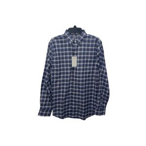 Van Heusen Navy Blue Plaid “Regular Fit” Long Sleeve Button Down Shirt M15-15.5